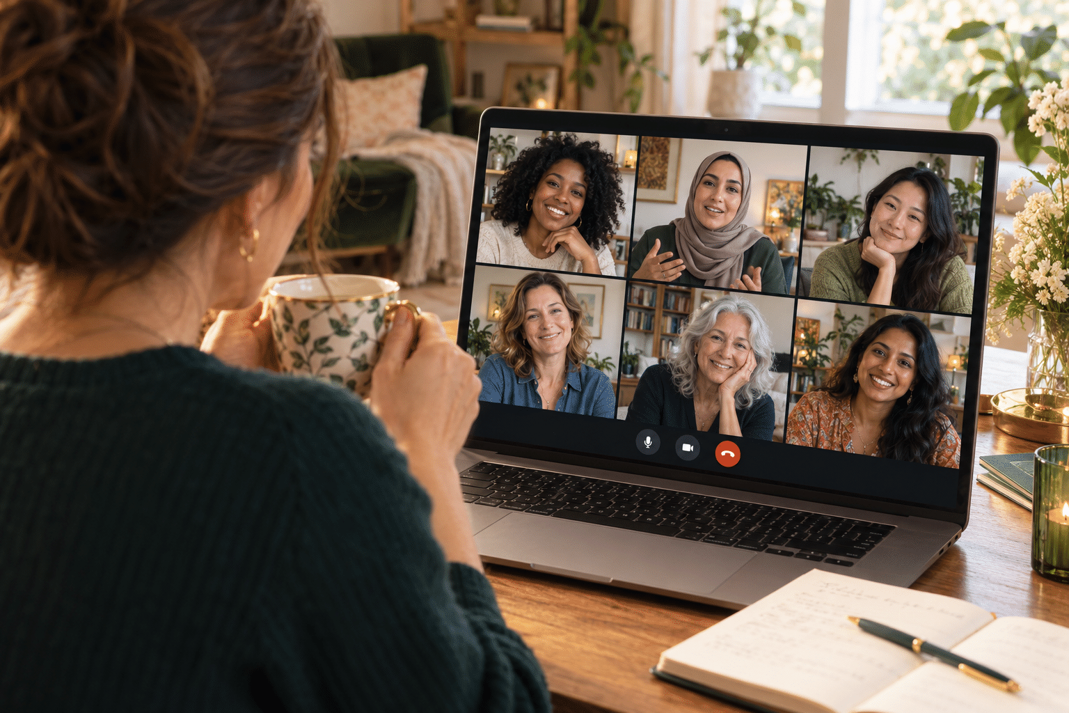 Women connecting through an online discussion